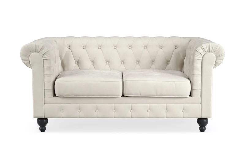 Chesterfield Lyx 2-sits Sammetssoffa - Liten djup soffa - Beige - Products - Möbler - Soffa - Sammetssoffa
