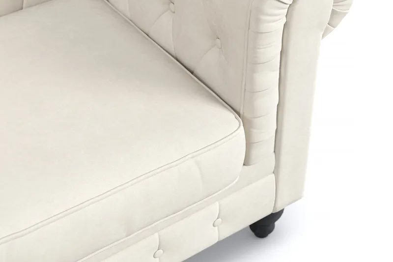 Chesterfield Lyx 2-sits Sammetssoffa - Liten djup soffa - Beige - Products - Möbler - Soffa - Sammetssoffa