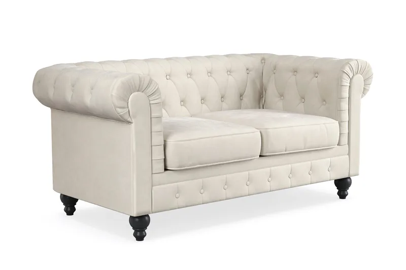 Chesterfield Lyx 2-sits Sammetssoffa - Liten djup soffa - Beige - Products - Möbler - Soffa - Sammetssoffa