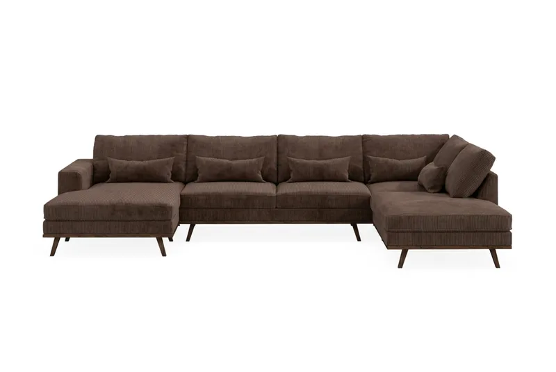 Copenhagen 5-sits Högervänd U-formad Large Soffa med Divan och Schäslong i Manchester, Mörkbrun
