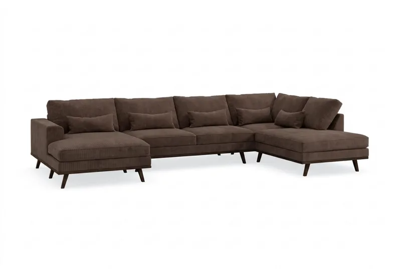 Copenhagen 5-sits Högervänd U-formad Large Soffa med Divan och Schäslong i Manchester - Mörkbrun - Products - Möbler - Soffa - U-soffa
