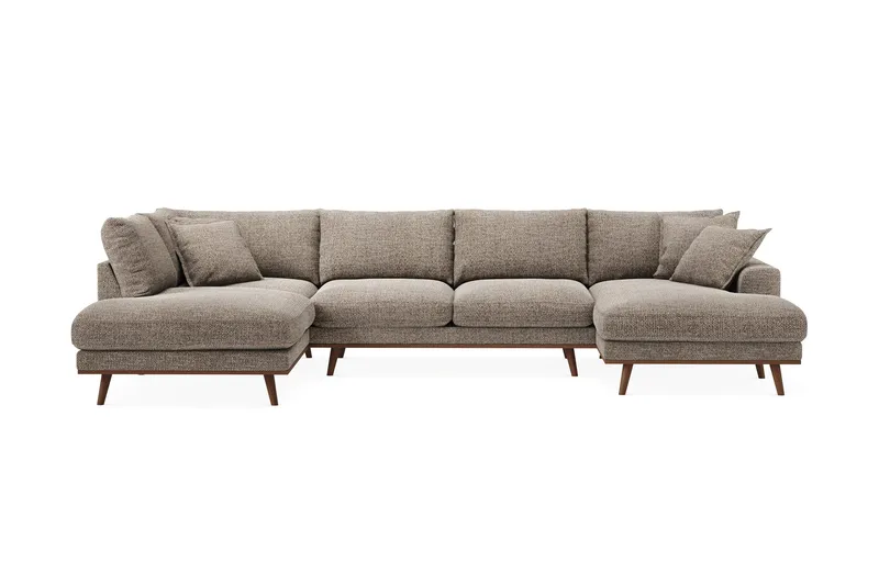 Copenhagen Premium 5-sits Vänstervänd U-formad Djup Soffa med Divan och Schäslong i Chenille - Brun - Products - Möbler - Soffa - U-soffa