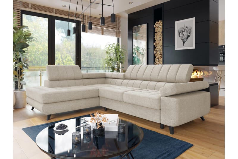 Amshyttan Soffa med Schäslong 3-sits - Beige - Products - Möbler - Soffa - Divansoffa & schäslongsoffa - 3 sits soffa med divan
