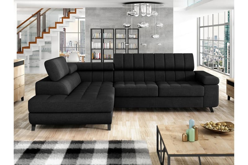 Amshyttan Soffa med Schäslong 3-sits - Svart - Products - Möbler - Soffa - Divansoffa & schäslongsoffa - 3 sits soffa med divan