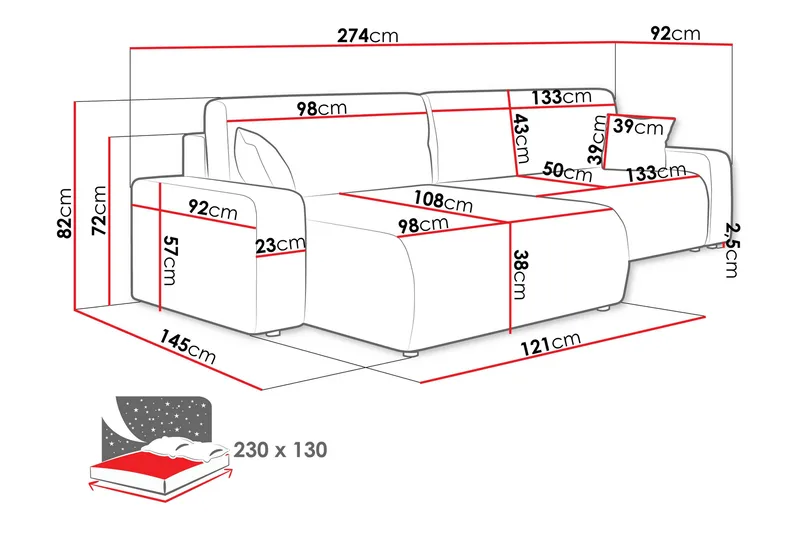 Barile Soffa med Divan 3-sits - Grön - Products - Möbler - Soffa - Divansoffa & schäslongsoffa - 3 sits soffa med divan