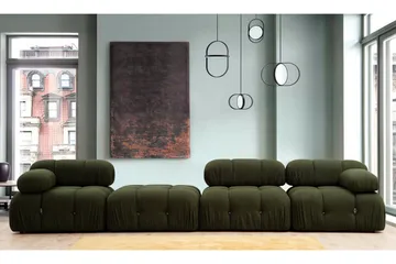 Belgin Bubblig Divansoffa 3-sits 288 cm med fasta armstöd och repdetaljer - Grön - Products - Möbler - Soffa - Divansoffa & schäslongsoffa - 3 sits soffa med divan