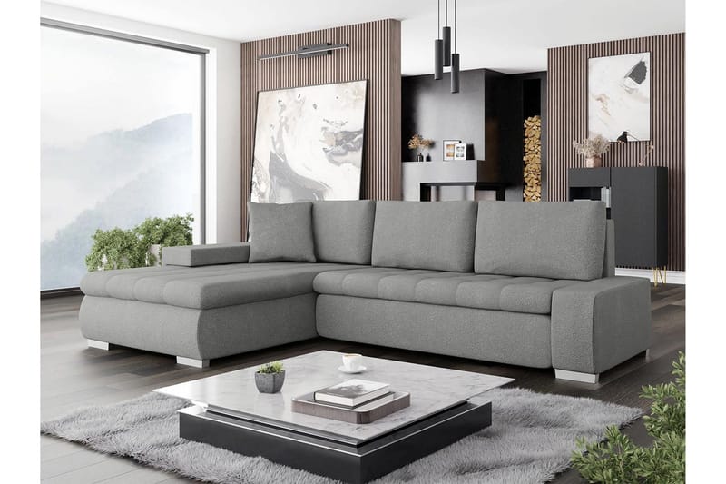 Cerys Soffa med Divan 3-sits - Grå - Products - Möbler - Soffa - Divansoffa & schäslongsoffa - 3 sits soffa med divan
