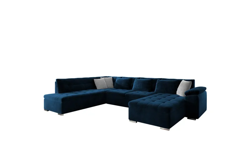 Dynir Soffa med Divan och Schäslong 4-sits, Blå