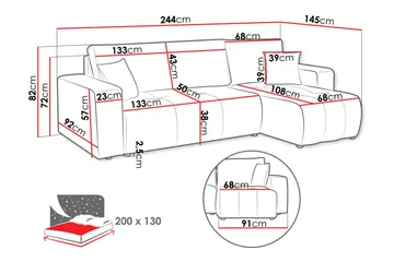 Flo Bäddsoffa med Divan 3-sits - Svart - Products - Möbler - Soffa - Divansoffa & schäslongsoffa - 3 sits soffa med divan