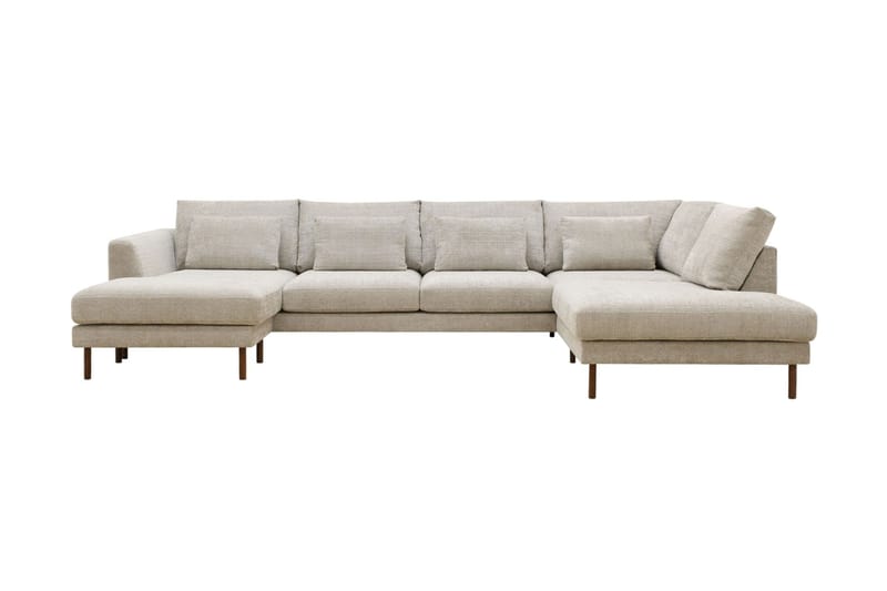 Florenz 4-sits Högervänd U-formad Soffa med Divan och Schäslong i Chenille, Grå / Beige