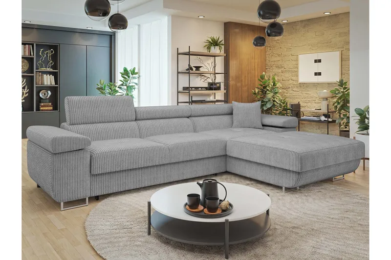 Gabina Soffa med Divan 3-sits - Grå - Products - Möbler - Soffa - Divansoffa & schäslongsoffa - 3 sits soffa med divan
