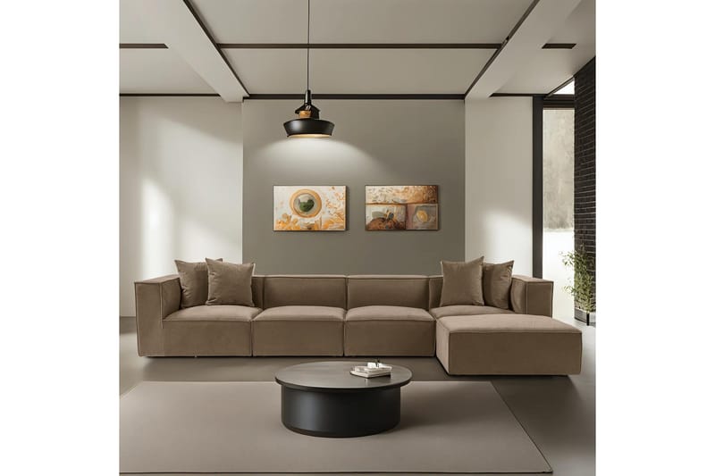 Gregor Soffa med Divan 4-sits - Brun - Products - Möbler - Soffa - Divansoffa & schäslongsoffa - 4 sits soffa med divan