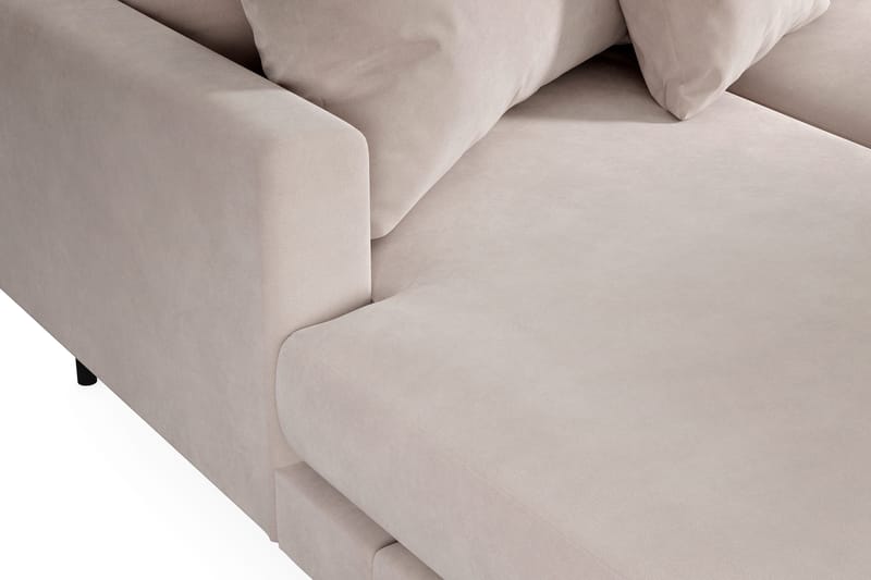 Menard 4-sits Högervänd Stor U-formad Djup Soffa med Divan och Schäslong i Sammet - Beige - Products - Möbler - Soffa - Divansoffa & schäslongsoffa - 4 sits soffa med divan