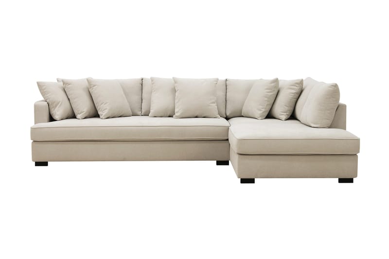 Rossita 4-sits Högervänd L-formad Djup Schäslongsoffa med Hel dyna i Tyg, Beige