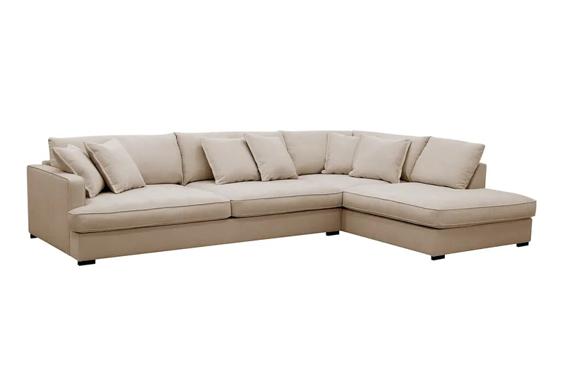 Rossita Lyx 4-sits Extra djup Soffa med Schäslong Höger - Beige Tyg - Products - Möbler - Soffa - Divansoffa & schäslongsoffa - 4 sits soffa med divan