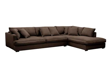 Rossita Lyx 4-sits Extra djup Soffa med Schäslong Höger - Brun Manchester - Products - Möbler - Soffa - Divansoffa & schäslongsoffa - 4 sits soffa med divan