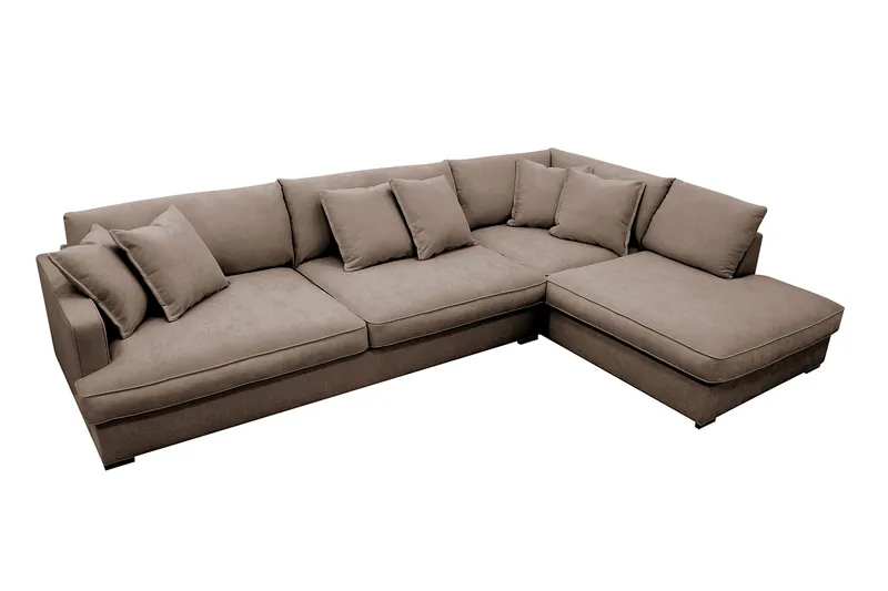Rossita Lyx 4-sits Extra djup Soffa med Schäslong Höger - Brun Tyg - Products - Möbler - Soffa - Divansoffa & schäslongsoffa - 4 sits soffa med divan