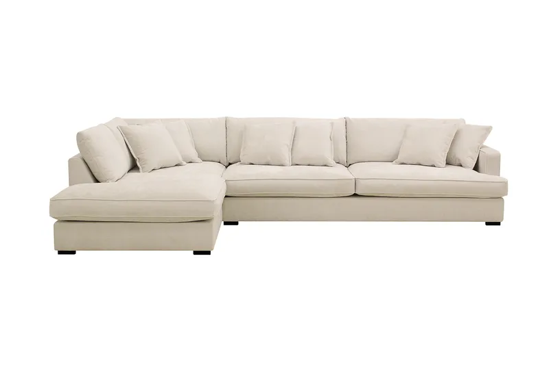 Rossita Lyx 4-sits Extra djup Soffa med Schäslong Vänster - Beige Chenille - Products - Möbler - Soffa - Divansoffa & schäslongsoffa - 4 sits soffa med divan
