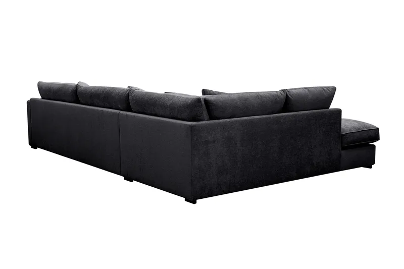 Rossita Lyx 4-sits Extra djup Soffa med Schäslong Vänster - Svart Chenille - Products - Möbler - Soffa - Divansoffa & schäslongsoffa - 4 sits soffa med divan