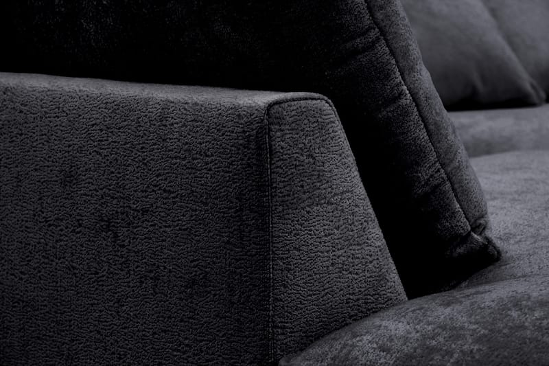 Rossita Lyx 4-sits Extra djup Soffa med Schäslong Vänster - Svart Chenille - Products - Möbler - Soffa - Divansoffa & schäslongsoffa - 4 sits soffa med divan