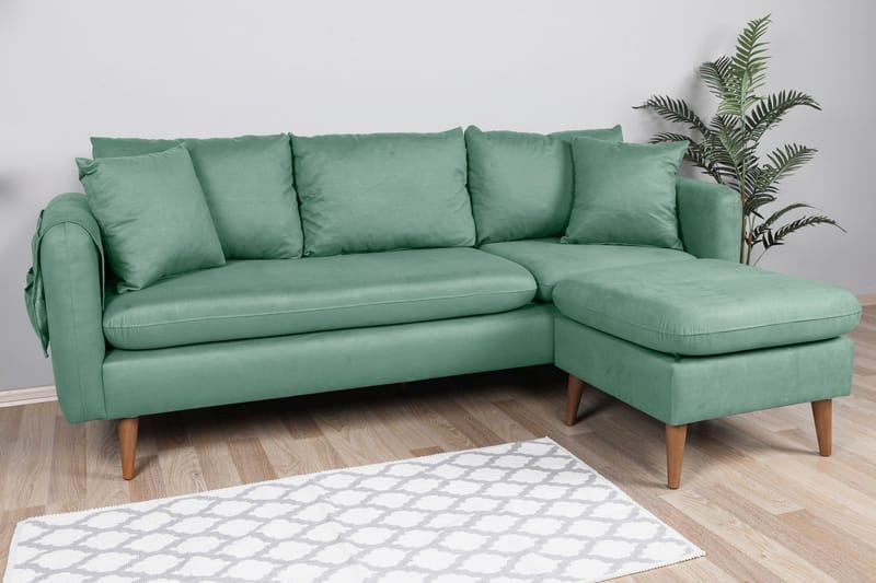 Sofiko Divansoffa Höger - Havgrön/Natur - Products - Möbler - Soffa - Divansoffa & schäslongsoffa - 4 sits soffa med divan