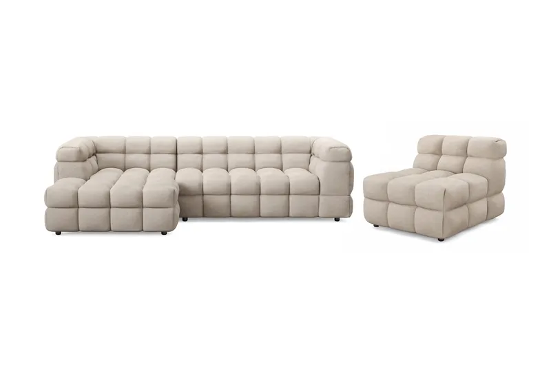 Elise Bubblig Soffgrupp 4-sits Divansoffa Vänster + Fåtölj - Beige - Products - Möbler - Soffa - Soffgrupp