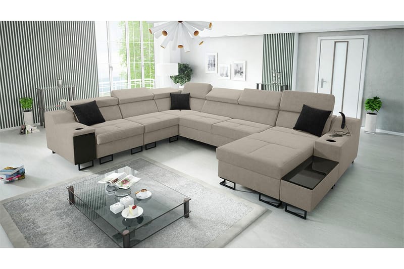 Galbally 5-sits Hörnsoffa Beige - Products - Möbler - Soffa - Sammetssoffa