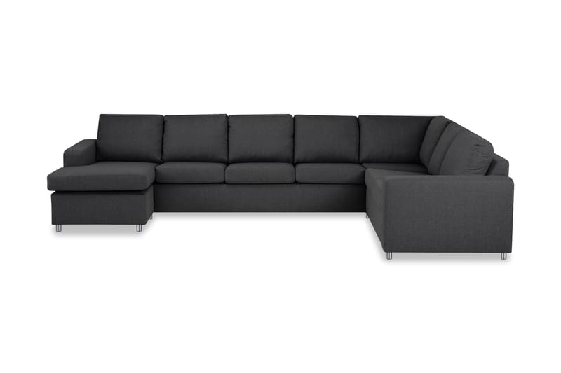 Crazy 6-sits Vänstervänd U-formad X-Large Hörnsoffa med divan i Tyg, Mörkgrå