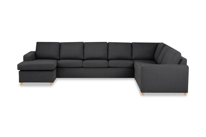 Crazy 6-sits Vänstervänd U-formad X-Large Hörnsoffa med divan i Tyg, Mörkgrå