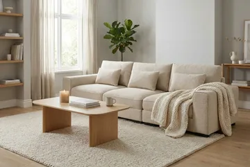 Dubai 3-sits soffa Extra Djup i Chenille - Beige - Products - Möbler - Soffa - Modulsoffa - Komplett modulsoffa