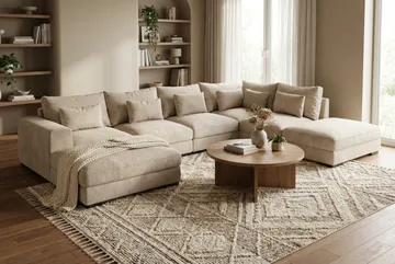 Dubai Hörnmodul i Chenille Extra Djup - Beige - Products - Möbler - Soffa - Modulsoffa - Hörnmodul