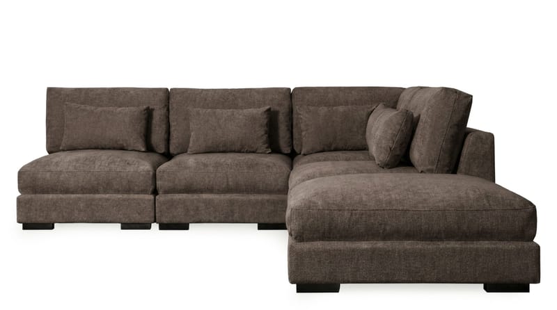 Dubai Schäslongsoffa Vänster Extra Djup i Chenille - Mörkbrun - Products - Möbler - Soffa - Modulsoffa - Komplett modulsoffa