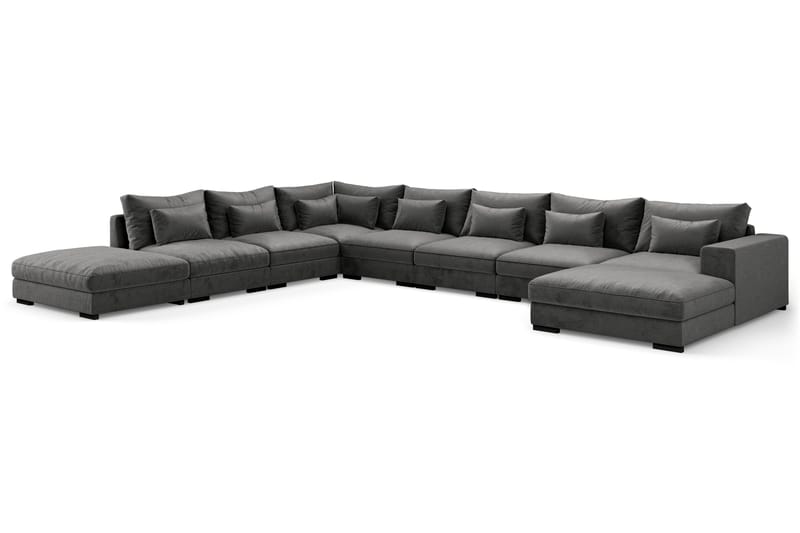 Dubai Stor U-modulsoffa Large med Divan Höger Sammet - Mörkgrå - Products - Möbler - Soffa - Modulsoffa - Komplett modulsoffa