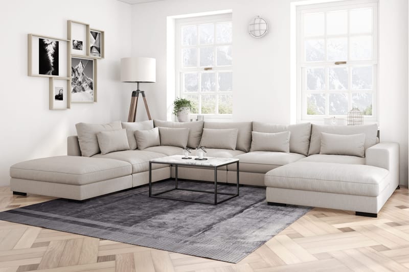 Dubai Stor U-modulsoffa med Divan Höger 432 cm Extra Djup - Beige - Products - Möbler - Soffa - Modulsoffa - Komplett modulsoffa