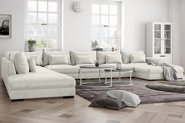 Dubai U-modulsoffa Large med Divan Höger Sammet Extra Djup - Vit - Products - Möbler - Soffa - Modulsoffa - Komplett modulsoffa