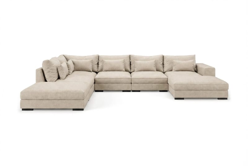 Dubai U-modulsoffa med Divan Höger Extra Djup i Chenille, Beige