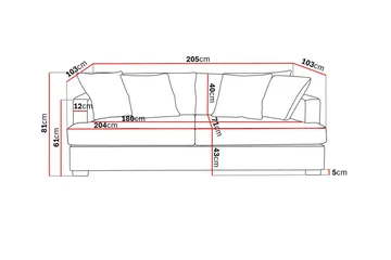 Rossita 3-sits Djup Soffa i Chenille - Beige - Products - Möbler - Soffa - 3 sits soffa