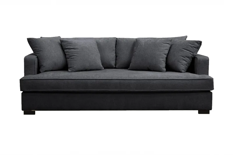 Rossita 3-sits Djup Soffa med hel dyna i Chenille, Svart