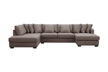 Rossita 5-sits Vänstervänd U-formad Djup Soffa med Divan och Schäslong i Tyg, Brun