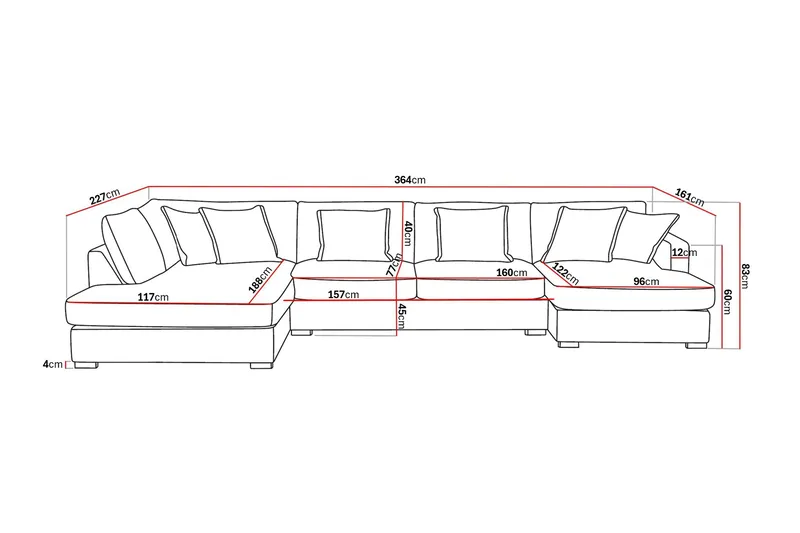 Rossita Lyx 5-sits Vänstervänd U-formad Extra djup Soffa med Divan och Schäslong i Manchester - Mörkbrun - Products - Möbler - Soffa - U-soffa