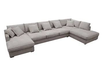 Rossita Lyx 6-sits Vänstervänd U-formad Extra djup Soffa med Divan och Schäslong i Chenille - Grå/Brun - Products - Möbler - Soffa - U-soffa