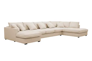 Rossita Lyx 6-sits Vänstervänd U-formad Extra djup Soffa med Divan och Schäslong i Manchester - Beige - Products - Möbler - Soffa - U-soffa