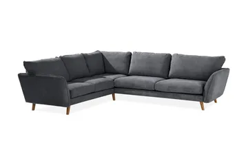 Trend Lyx 6-sits Vändbar L-formad Hörnsoffa i Tyg, Mörkgrå