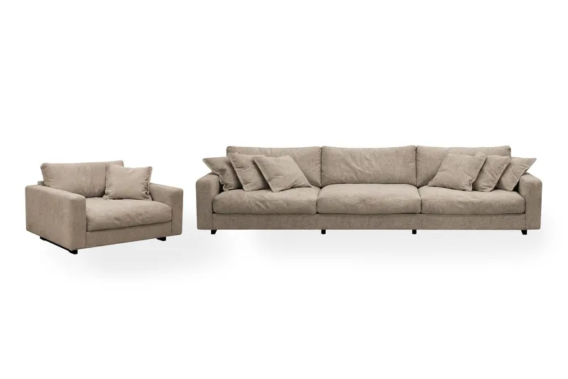 Valencia Soffgrupp Extra Djup 5-sits Soffa + Fåtölj i Chenille, Brun