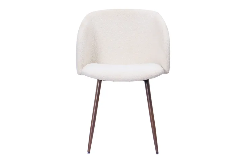 Greya Matstol med armstöd - Vit Bouclé / Metallben Valnöt - Products - Möbler - Fåtölj & stolar - Karmstol