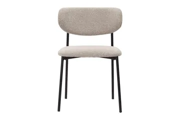 Lucy Matstol - Greige Bouclé / Metallben Svart - Products - Möbler - Fåtölj & stolar - Matstol & köksstol