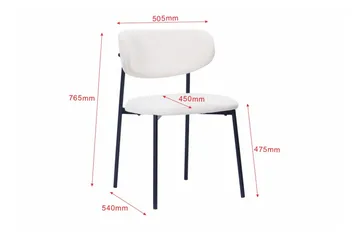 Lucy Matstol - Vit Bouclé / Metallben Svart - Products - Möbler - Fåtölj & stolar - Matstol & köksstol