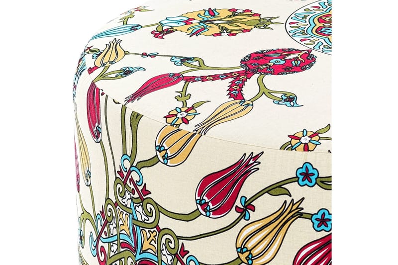 Cerasolo Sittpuff Rund - Sammet/Beige/Röd/Natur - Products - Möbler - Fåtölj & stolar - Pall & puff - Sittpuff