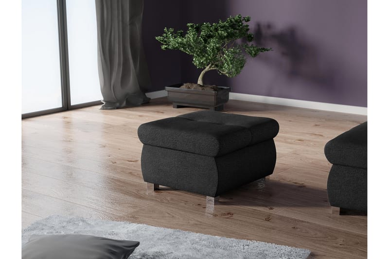 Cerys Fotpall 60 cm - Svart - Products - Möbler - Fåtölj & stolar - Pall & puff - Fotpallar