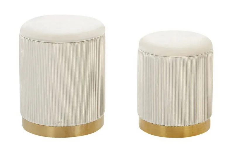 Trumelet Fotpall med Förvaring 2-pack, Vit